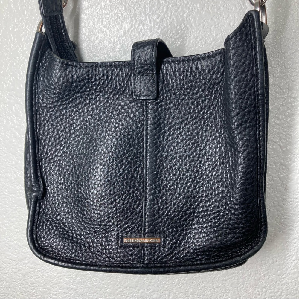 Rebecca Minkoff Pebbled Leather Mini Tote Bag 8x7" Black Minimalist - Picture 8 of 16